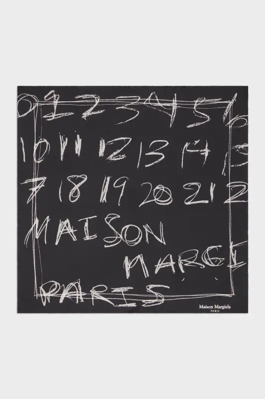 Maison Margiela Scribbled Numerical silk foulard Black online