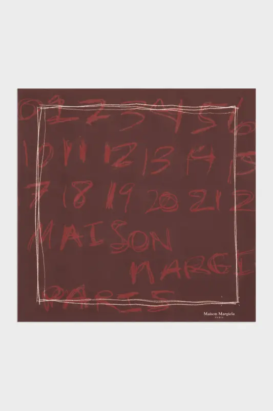 Maison Margiela Scribbled Numerical silk foulard Bordeaux Maison Margiela Scribbled Numerical silk foulard Bordeaux online
