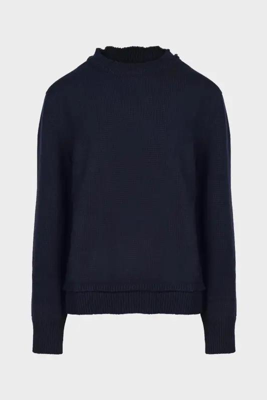 Maison Margiela Blue Long-Sleeved Crewneck Jumper Navy Blue online