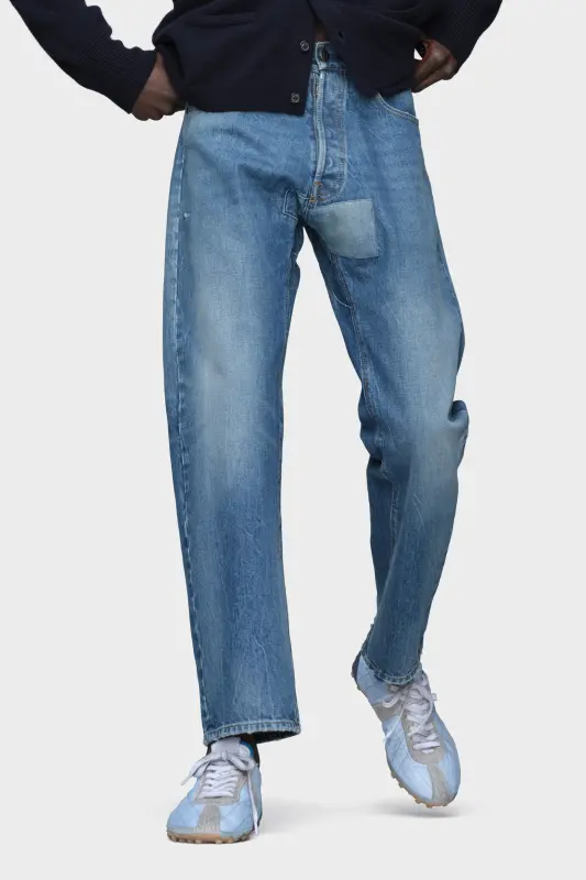 Maison Margiela Mens Blue Cotton Tapered Leg Jeans Vintage medium blue online