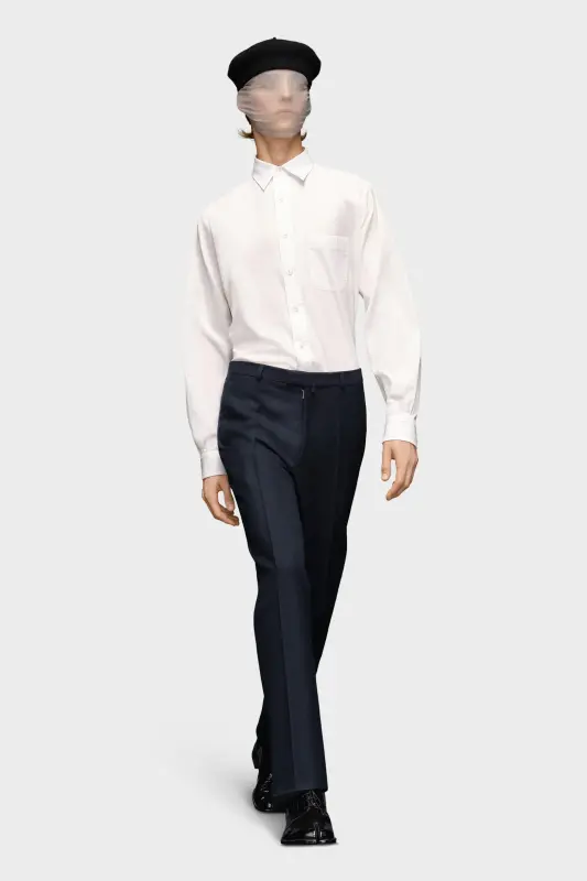 Maison Margiela Navy Wool Twill Pleated Pants Navy Blue Maison Margiela Navy Wool Twill Pleated Pants Navy Blue online