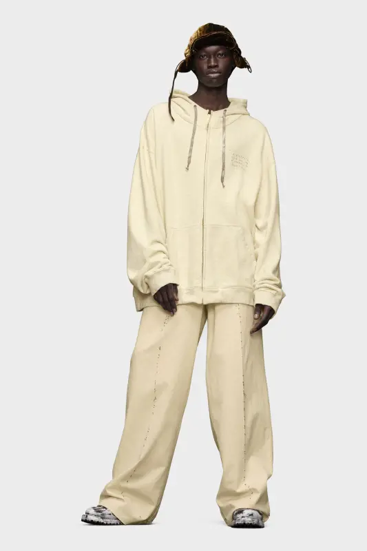 Maison Margiela Stamp logo zip hoodie Ecru online