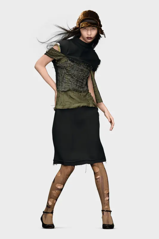 Maison Margiela Décortiqué layer dress Grey and off white online