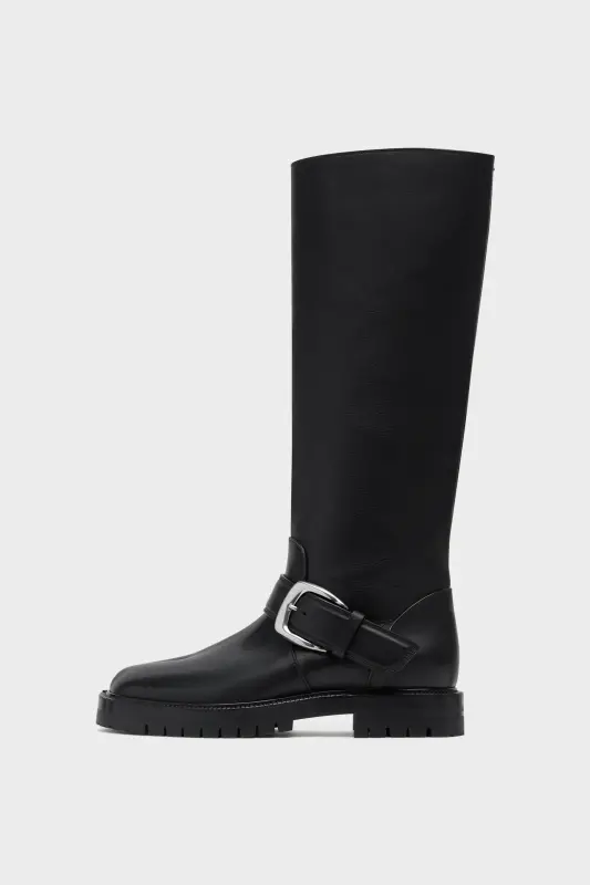 Maison Margiela Womens Black Leather Tabi Country Knee-High Boots Black online